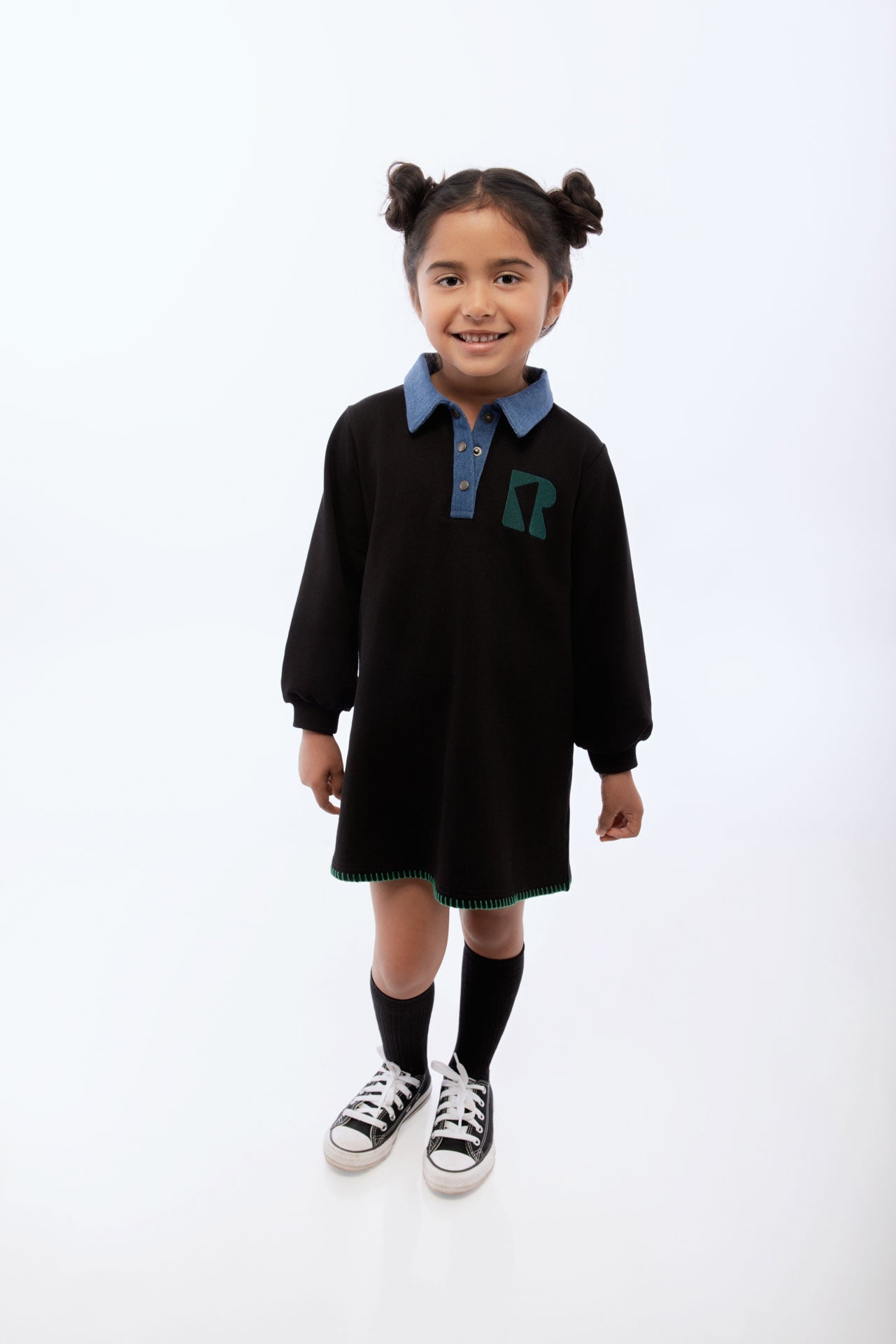 Remy Collar Dress with Hem Stitching
