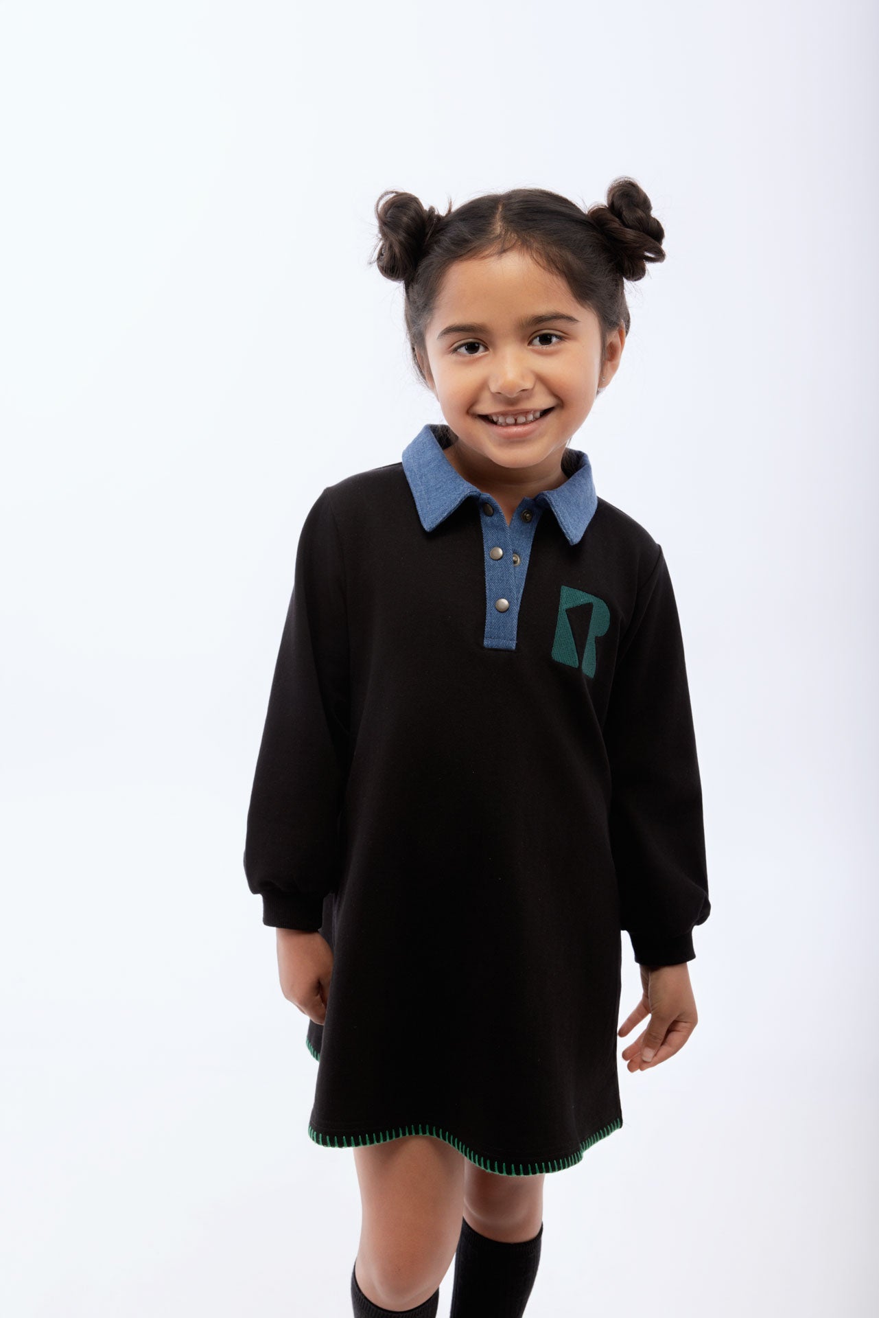 Remy Collar Dress with Hem Stitching