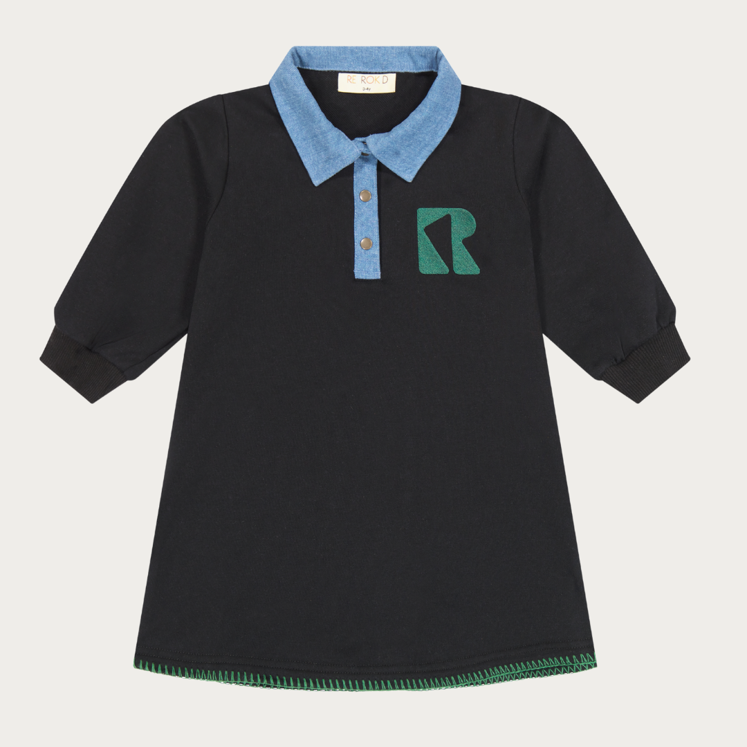 Remy Collar Dress with Hem Stitching