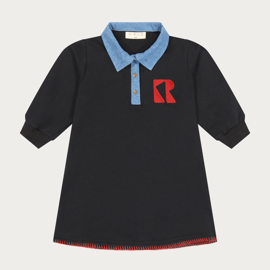 Remy Collar Dress with Hem Stitching