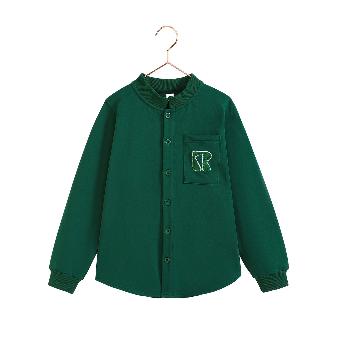 Rowan French Terry Boys Shirt in green, front view