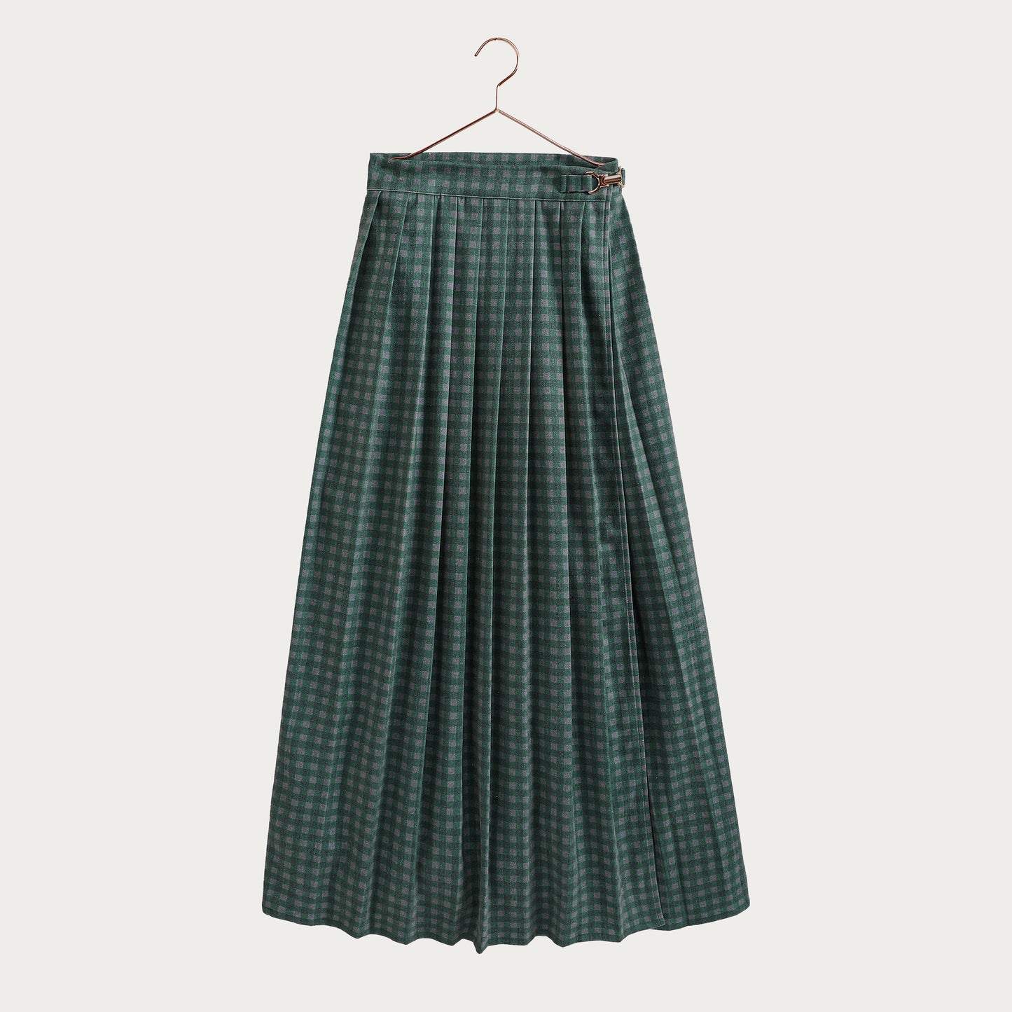 Rowan Gingham Maxi Wrap Skirt - Gray/ Green